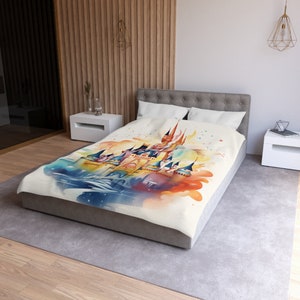 Microfiber Duvet Cover, Magic Kingdom Castle, Castle Cinderella Castle, Watercolor, Duvet Cover, Disney Blanket, Home Decor