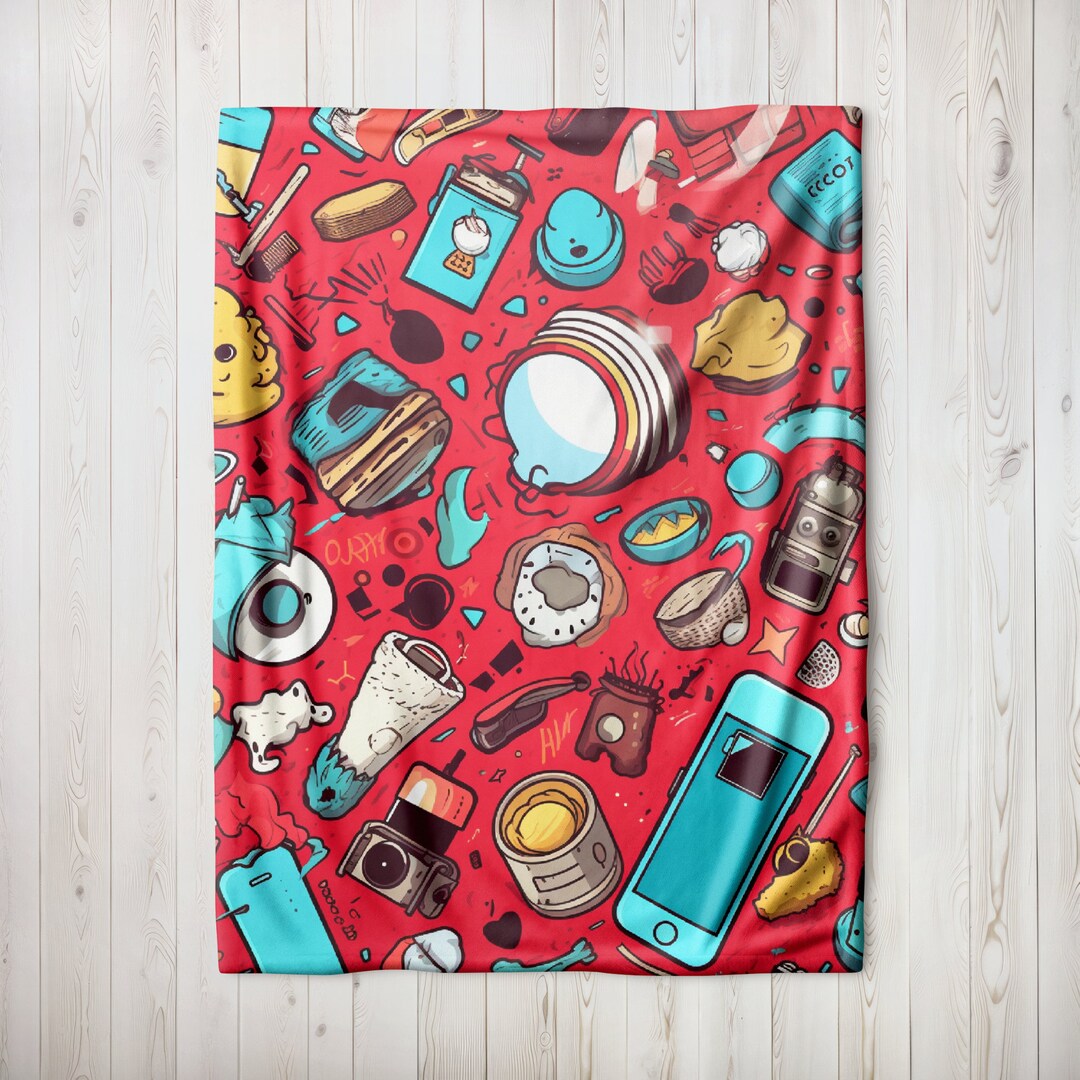 Velveteen Plush Blanket, Pop Art Icon Print, Home Decor, Gift, Fleece