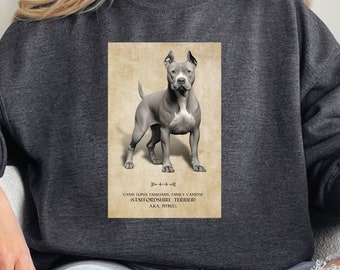 Pitbull Sweatshirt with Vintage Paper Background