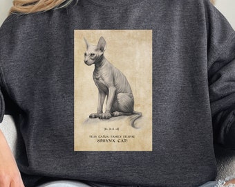 Sphynx Cat Sweatshirt with Vintage Paper Background