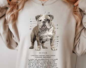 English Bulldog Sweatshirt with Anatomy Callouts