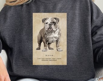 English Bulldog Sweatshirt with Vintage Paper Background