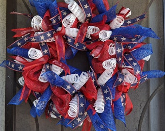 Red, White and Blue Patriotic Door Wreath