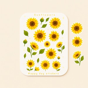 Feuille d'autocollants tournesols, autocollants de journaux, autocollants de scrapbooking, autocollants d'illustration, feuille d'autocollants (livraison gratuite)