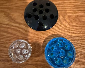 Vintage Clear Black and Blue Glass Pencil and Pen Holder Paper Weight