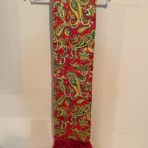 Paisley Dark Orange, Brown, Red and Red Tassels Scarf