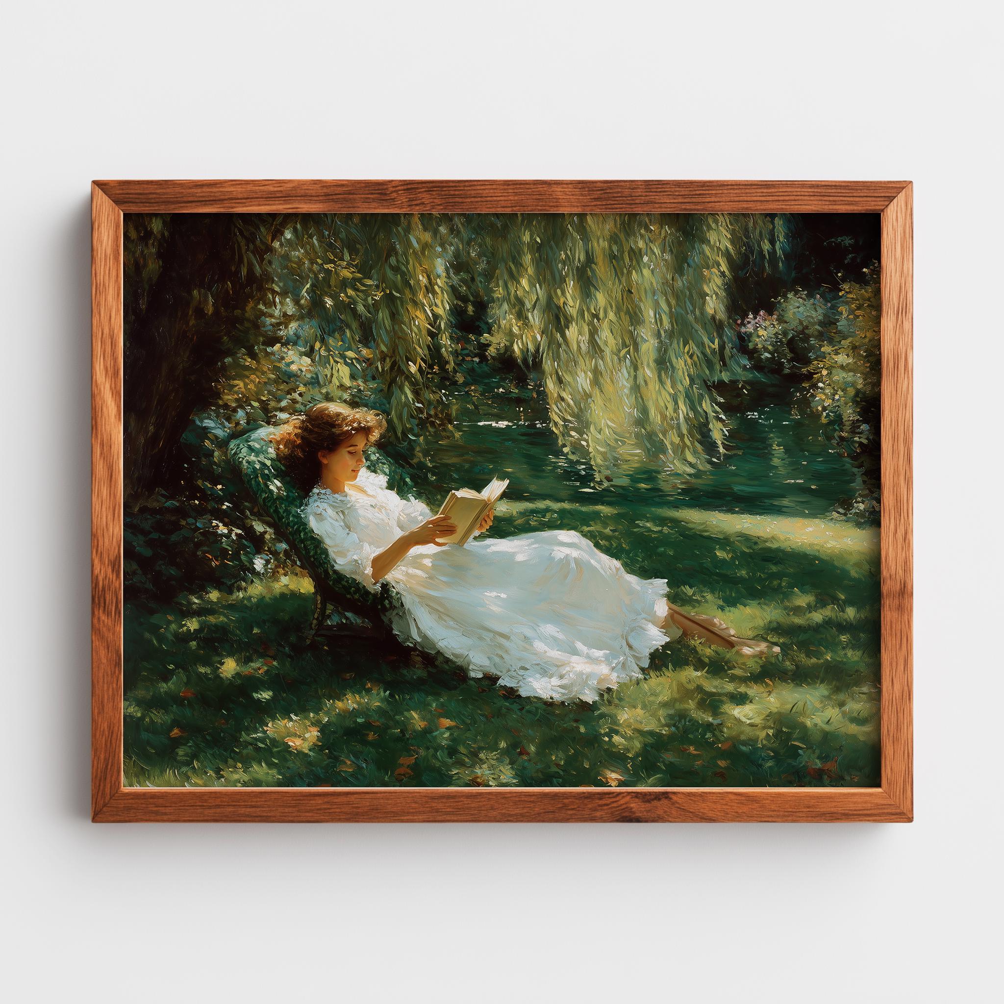 Impressionist woman painting in a white dress - Etsy 日本