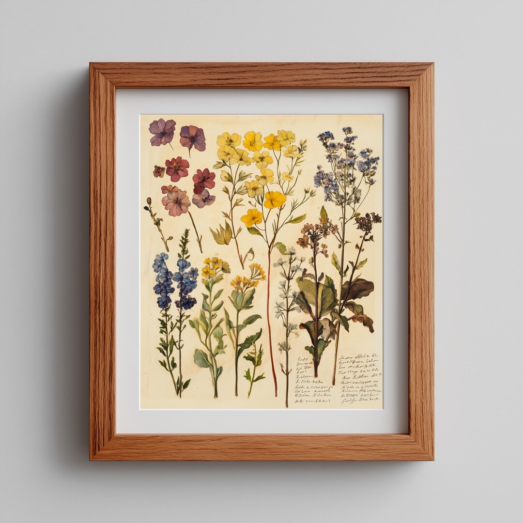 Vintage Botanical Wildflower Print - Rustic Cottagecore Wall Art ...