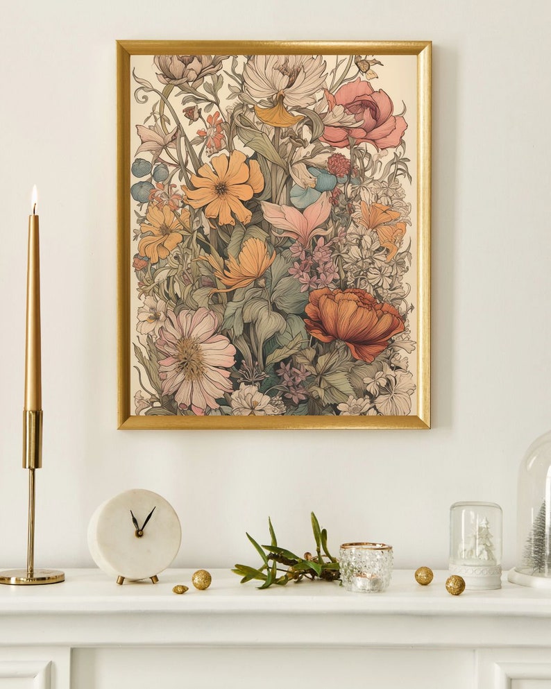 Rustic Garden Art Printable | Vintage Floral Botanical Wall Decor ...