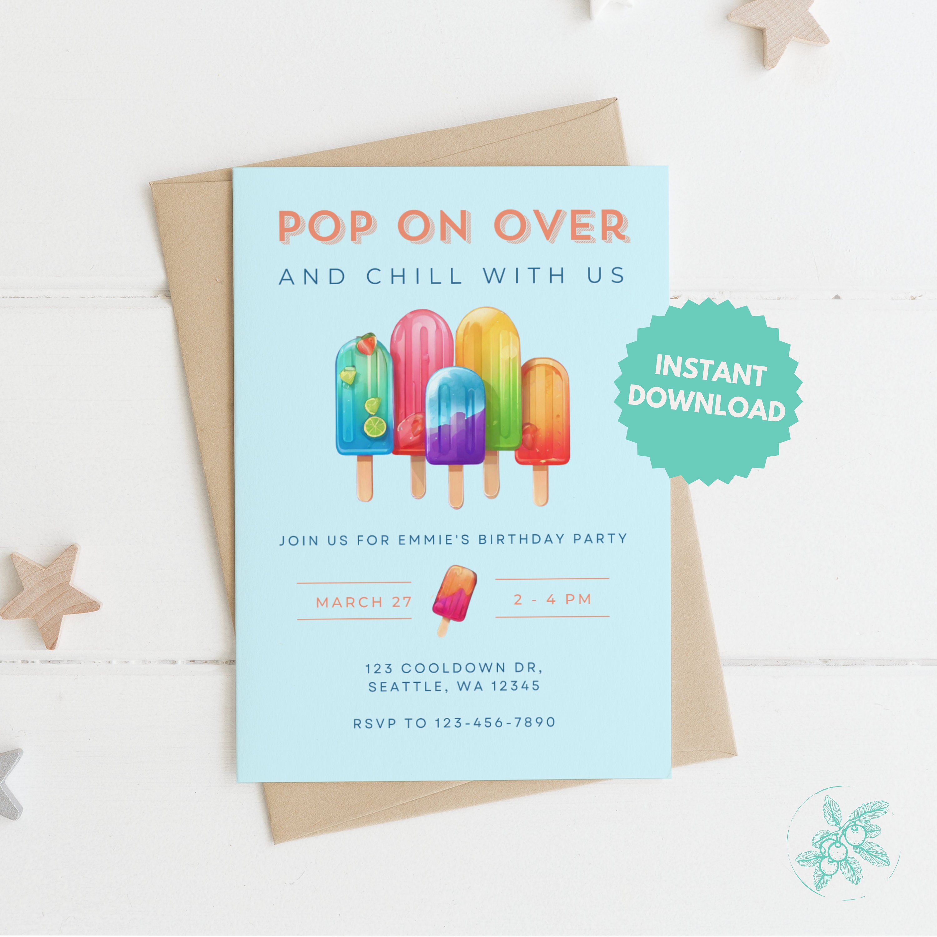 Popsicle Birthday Party Invitation Template | Summer Popsicle Birthday ...