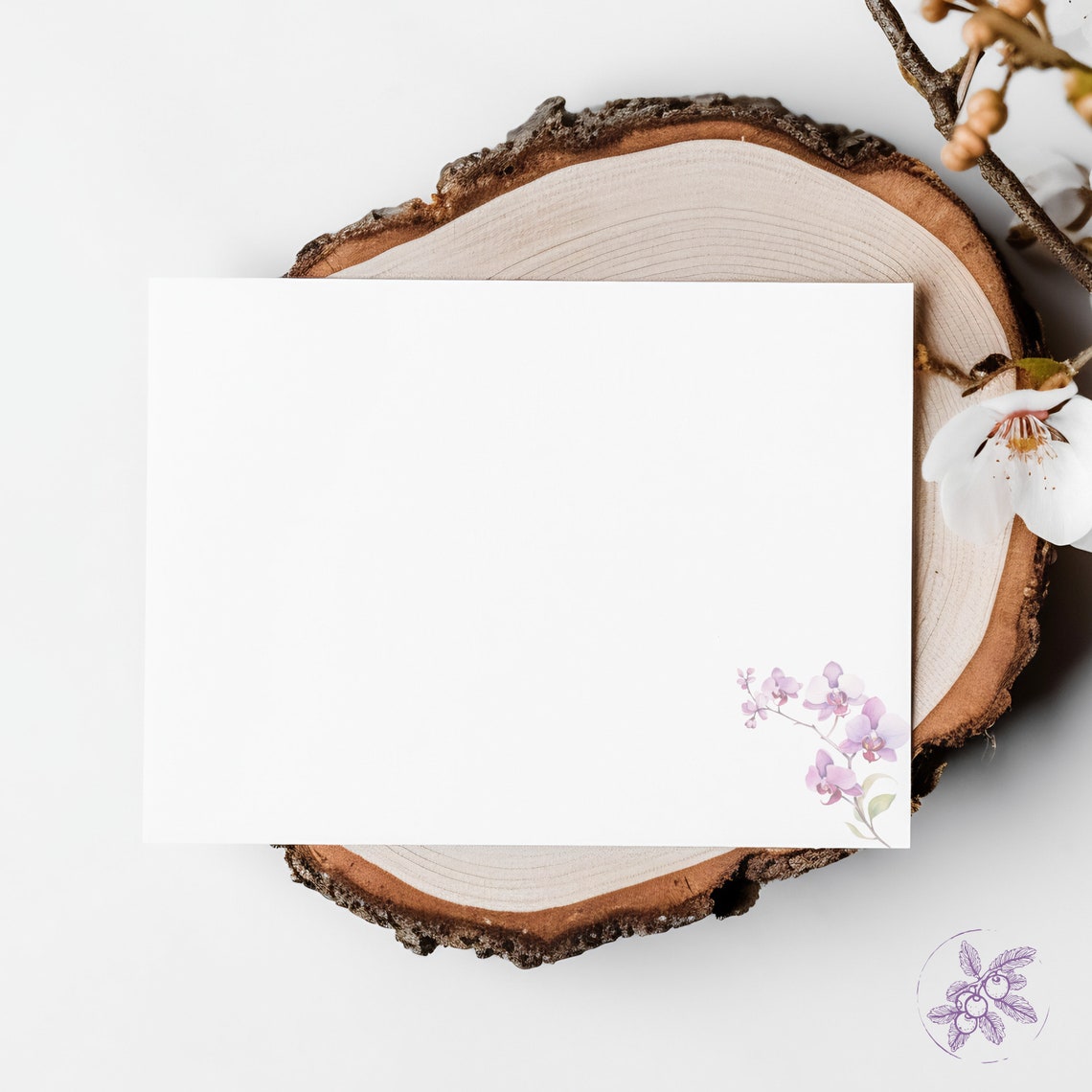 Purple Orchid Thank You Card Template 5x7 Printable Floral Thank You ...