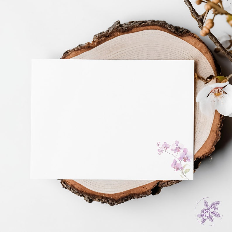 Purple Orchid Thank You Card Template 5x7 Printable Floral Thank You ...