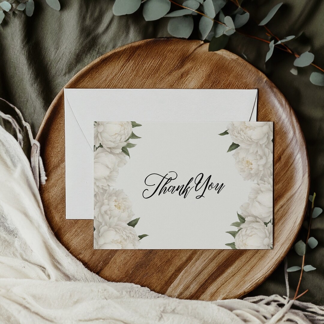 Peonies Thank You Card Template Instant Download Printable 5x7 Thank ...