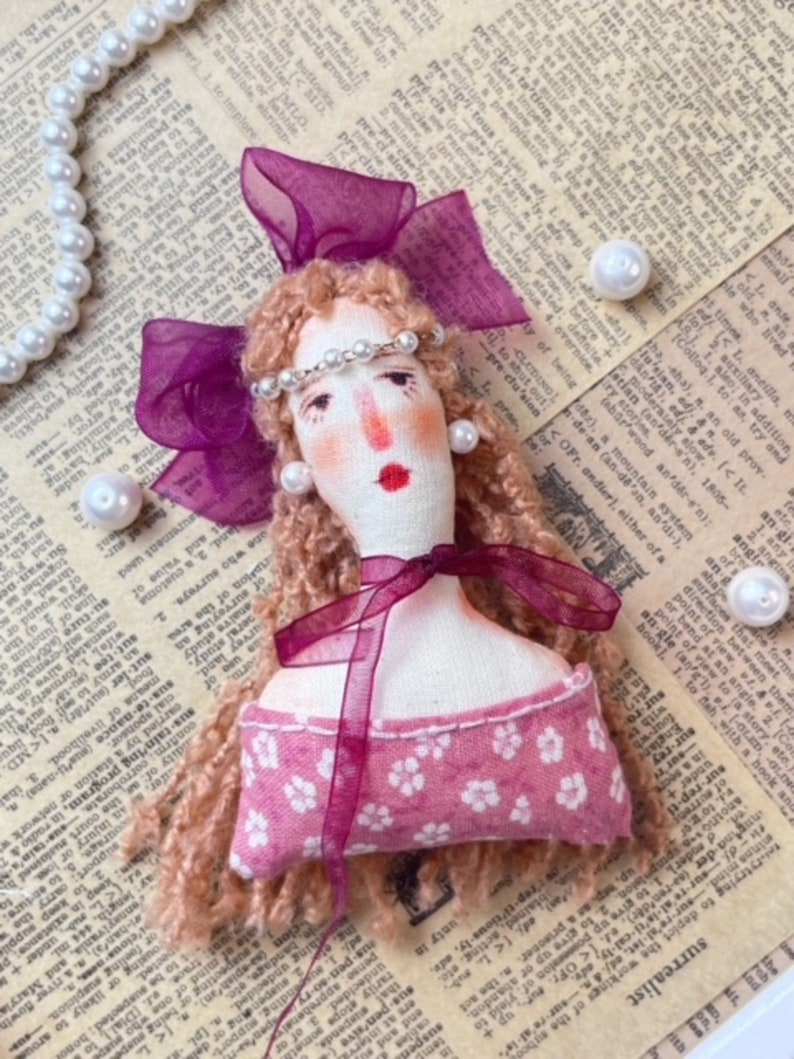 Doll Pins, Textile Lady Pin, Designer Doll Brooch, Lady Figure Brooch, Woman Brooch, Gift For Her, Clothing Accessory.handmade doll brooch. image 9