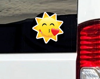 Custom Solis Van Sticker: Kissing Sun Emoji Die-Cut Decal