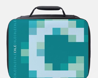 Custom Name Lunch Box: Teal Pixel Art, Insulated Lunchbox