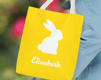 Personalized Easter Tote Bag: Yellow Bunny Gift Bag