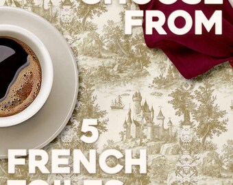 Golden Neutral Toile Christmas Tablecloth: Cotton Twill Frenchstyle Botanical Traditional Holiday Decorating French Country Provencal