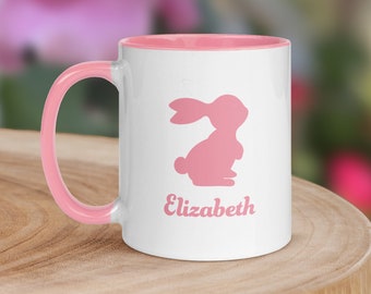 Personalized Bunny Mug: Custom Name Easter Gift, Spring Kitchen Decor
