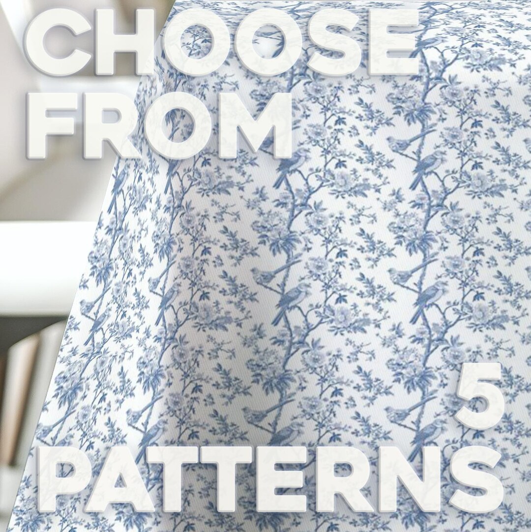 Spring Toile Blue Blue Toile Tablecloth: French Style Cotton Twill Spring Decor - Etsy