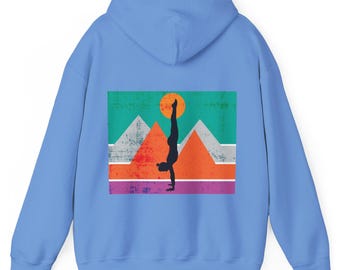 Handstand Yoga Hoodie: Active Style Mountain Graphic Sweatshirt