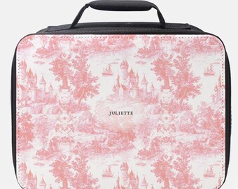 Personalized Pink Toile Lunchbox: Custom Name, French Style