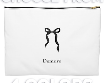 Personalized Bow Gift Pouch Zipper Ditty Bag Trendy Cute Custom Name Wedding Gift Bridesmaid Name Bag Makeup Coquette Trendy Bows Blushpink