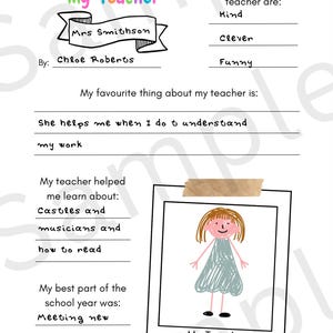 Teacher appreciation gift digital print all about my teacher