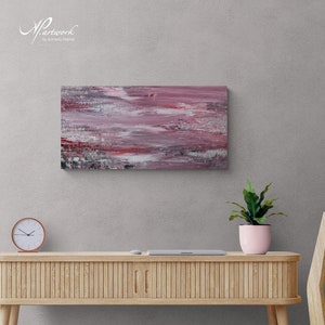 PINK SKY Peinture acrylique moderne sur toile, pièce unique abstraite faite à la main