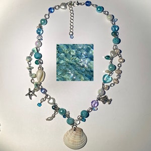 Seashell Mermaidcore necklace | beach mermaid aesthetic choker | cluttered necklace aesthetic jewelry | Ocean H2O pearl accessories
