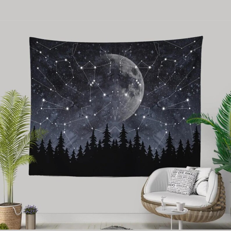 Moon Tree Wall Cover Tapestry 100x70,tapestry Decor for Room Bedroom,modern Art Wall Hanging