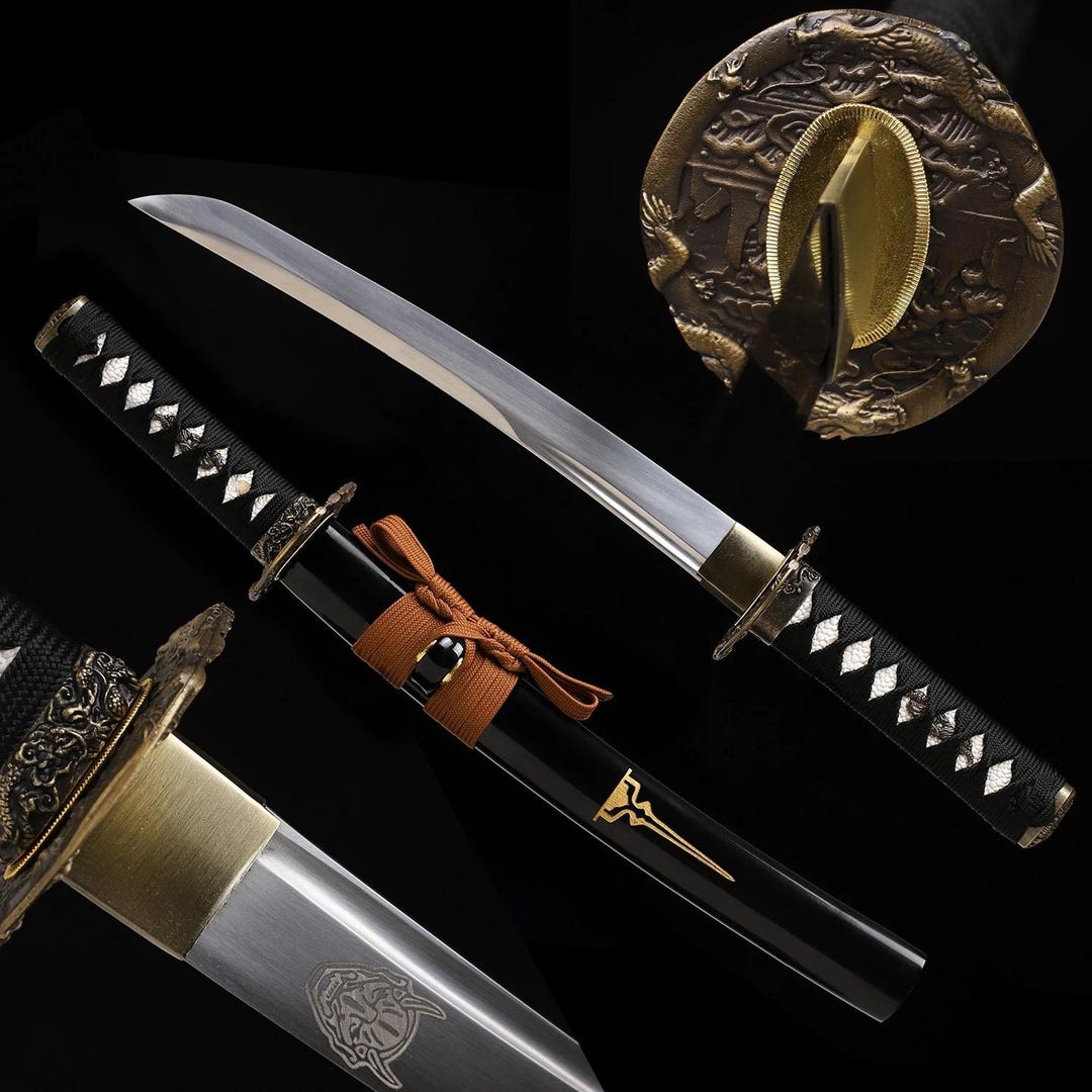 HANDMADE Japanese Mini Katana, Sharp Tanto Sword: 1095 Steel, Real Ray ...