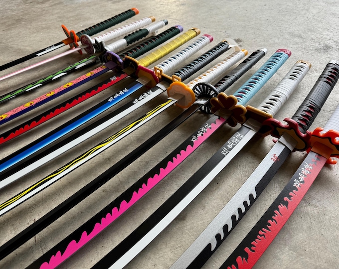 Handmade Anime Inspired Metal or Bamboo Katana Sword – Cosplay Samurai Sword with Scabbard, Stand & Belt – Display or Training