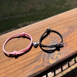 Custom Engraved Magnetic Heart Couple Bracelets: Valentine's Gift Pink