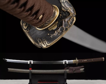 Handmade Clay Tempered Samurai Katana, L6 Steel Razor Sharp Sword
