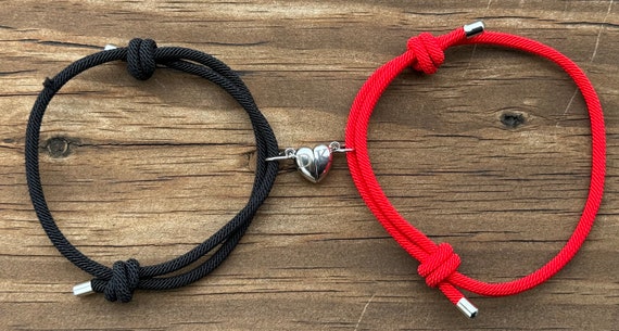 Custom Engraved Magnetic Heart Couple Bracelets: Valentine's Gift