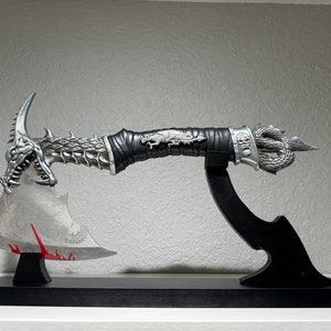 14.5&quot; Fantasy Dragon Axe: Stainless Steel Collector&#39;s Knife with Display Stand