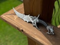 Custom Engraved Sea Dragon Knife: Collectible Stainless Steel Etched Blade with Stand