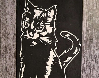 Cat Lino Print