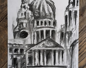 St Paul's Cathedral, London Charcoal Drawing