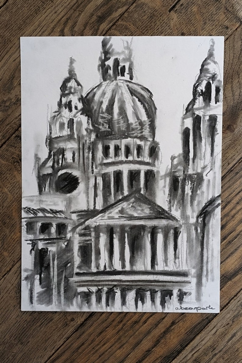 St Paul's Cathedral, London Charcoal Drawing zdjęcie 1