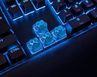 Blue Glitter Cat Paw | Resin Key Cap | Artisan