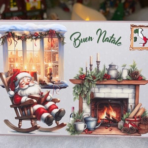 Cartão de Natal Italiano Papai Noel Italiano Bandeira Italiana Cartão Italiano Buon Natale Cartão para Família Italiana