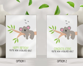 Funny Happy Birthday Card for Adult Funny Congratulations Card with Animals Koala Pun Greeting Card Cute Animal Birthday Card for Adult