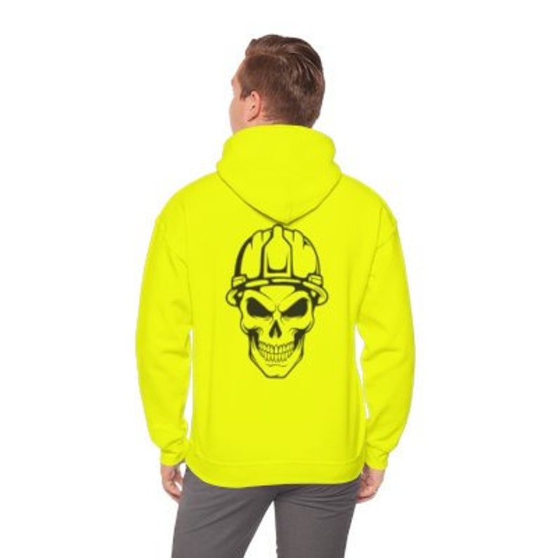 Hivisibility Safety Yellow Hoodie SKULL HARD HAT Etsy