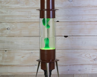 Vintage Original 1990s Lava Lamp Silver Rocket Ship Starship Blue