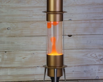 Large 19″ Gold Soviet Lava Lamp - New wax, fluid, paint and springer - Rainbow USSR Racket Spaceship Red Raduga Sputnik Liquid Motion