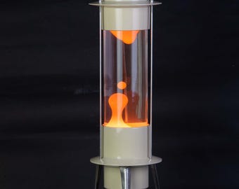 Large 19″ Cream Lava Lamp Rainbow USSR Soviet Racket Spaceship orange Raduga Sputnik Liquid Motion New wax fluid paint and springer Bakelite