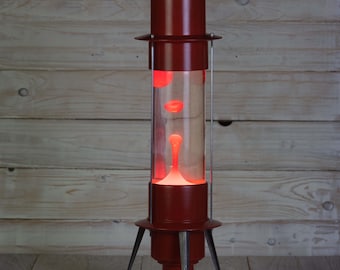 Lámpara de lava soviética grande de 19″ - Cera, líquido, pintura y resorte nuevos - Rainbow USSR Racket Spaceship Red Raduga Sputnik Liquid Motion