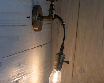 Water Faucet Lamp Vintage brass E27 E26 On the wall Without bulb Loft